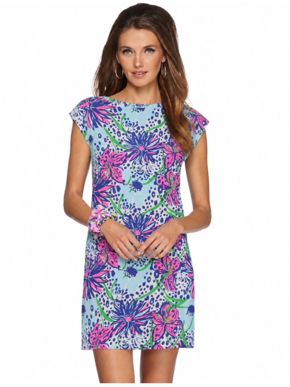 Lilly Pulitzer Robyn Shift Tee T-Shirt Dress In The Garden Cat Floral Spotted M